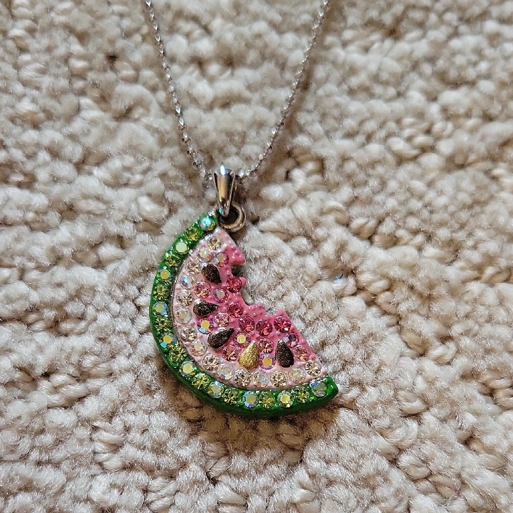 Watermelon Slice Pendant Necklace